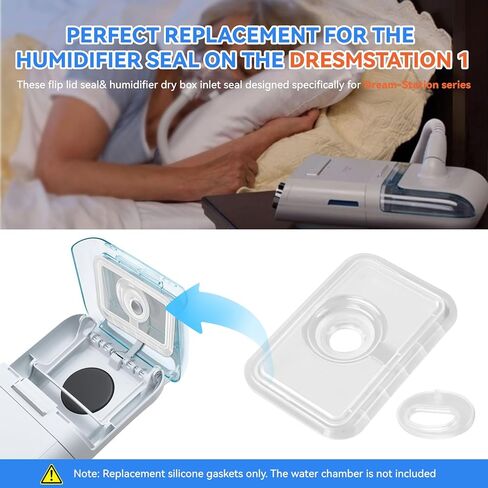 CPAP Machine Gasket for Dream-Station 1, Flip Lid Seal & Oval Humidifier Dry Box Inlet Seal 1120613, Silicone Gaskets Compatible with Philips Respironics Dream-Station Heated Humidifier, Leak-Proof in Kuwait