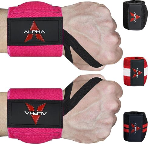 AlphaSports Alpha Sports Wrist Wraps for Weightlifting,Gym Exercise,Adjustable,Durable for Crossfit,Powerlifting, Bodybuilding, and Fitness Workouts,Enhanced Stability for Lifting,Training in Saudi Arabia