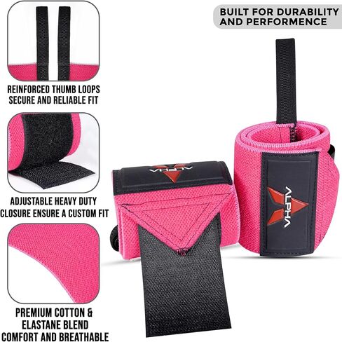 AlphaSports Alpha Sports Wrist Wraps for Weightlifting,Gym Exercise,Adjustable,Durable for Crossfit,Powerlifting, Bodybuilding, and Fitness Workouts,Enhanced Stability for Lifting,Training in Saudi Arabia