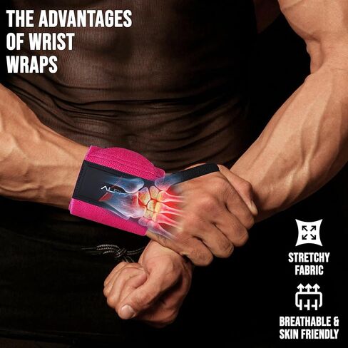 AlphaSports Alpha Sports Wrist Wraps for Weightlifting,Gym Exercise,Adjustable,Durable for Crossfit,Powerlifting, Bodybuilding, and Fitness Workouts,Enhanced Stability for Lifting,Training in Saudi Arabia