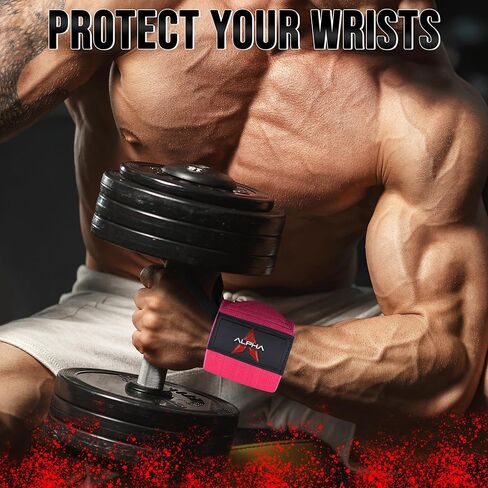 AlphaSports Alpha Sports Wrist Wraps for Weightlifting,Gym Exercise,Adjustable,Durable for Crossfit,Powerlifting, Bodybuilding, and Fitness Workouts,Enhanced Stability for Lifting,Training in Saudi Arabia