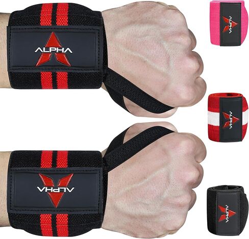 AlphaSports Alpha Sports Wrist Wraps for Weightlifting,Gym Exercise,Adjustable,Durable for Crossfit,Powerlifting, Bodybuilding, and Fitness Workouts,Enhanced Stability for Lifting,Training in Saudi Arabia