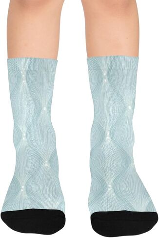 جوارب للمشي لمسافات طويلة مطبوعة بموجة المحيط - جوارب شتوية حرارية سميكة دافئة للأطفال الصغار للأولاد والبنات للمدرسة، والارتداء اليومي والأنشطة الخارجية in Kuwait