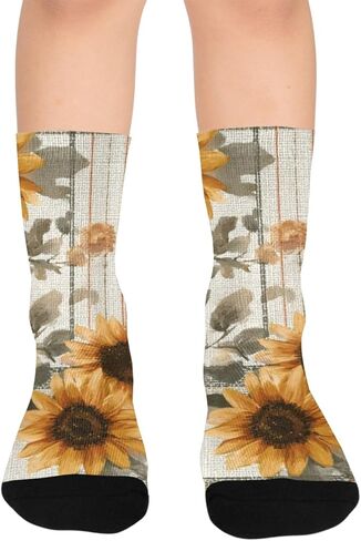 Sunflower Plaid Print Hiking Socks - Toddler Boys & Girls Warm Thick Thermal Winter Crew Socks for School, Daily Wear & Outdoor Activities in Saudi Arabia