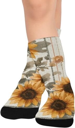 Sunflower Plaid Print Hiking Socks - Toddler Boys & Girls Warm Thick Thermal Winter Crew Socks for School, Daily Wear & Outdoor Activities in Saudi Arabia