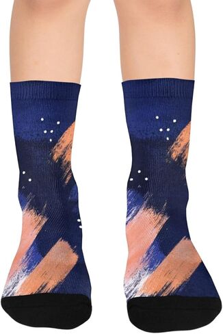 جوارب جريئة للمشي لمسافات طويلة بفن تجريدي داكن - جوارب شتوية حرارية سميكة دافئة للأطفال الصغار للأولاد والبنات للمدرسة، والارتداء اليومي والأنشطة الخارجية in Kuwait