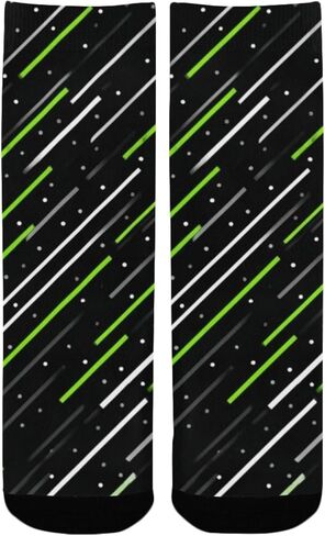 جوارب المشي لمسافات طويلة باللون الأخضر بطبعة Cyber ​​Glow - جوارب شتوية حرارية سميكة دافئة للأولاد والبنات للمدرسة، والارتداء اليومي والأنشطة الخارجية in Kuwait