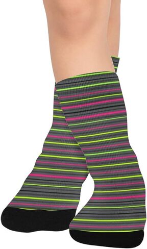 جوارب للتنزه سيرًا على الأقدام مخططة باللون الأخضر والأسود - جوارب شتوية حرارية سميكة دافئة للأولاد والبنات الصغار للمدرسة، والارتداء اليومي والأنشطة الخارجية in Kuwait