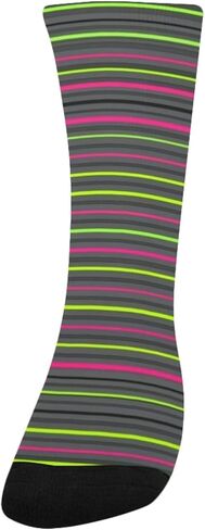 جوارب للتنزه سيرًا على الأقدام مخططة باللون الأخضر والأسود - جوارب شتوية حرارية سميكة دافئة للأولاد والبنات الصغار للمدرسة، والارتداء اليومي والأنشطة الخارجية in Kuwait