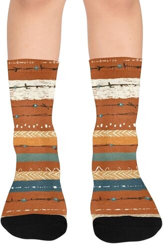 جوارب بوهيمية مخططة للمشي لمسافات طويلة - جوارب شتوية حرارية سميكة دافئة للأولاد والبنات الصغار للمدرسة، والارتداء اليومي والأنشطة الخارجية in Kuwait