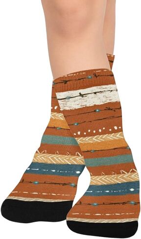 جوارب بوهيمية مخططة للمشي لمسافات طويلة - جوارب شتوية حرارية سميكة دافئة للأولاد والبنات الصغار للمدرسة، والارتداء اليومي والأنشطة الخارجية in Kuwait