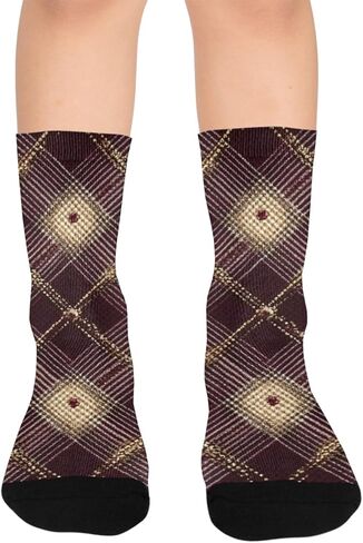 جوارب للتنزه سيرًا على الأقدام مطبوعة باللون العنابي - جوارب شتوية حرارية سميكة دافئة للأطفال الصغار للأولاد والبنات للمدرسة، والارتداء اليومي والأنشطة الخارجية in Kuwait