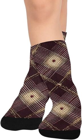 جوارب للتنزه سيرًا على الأقدام مطبوعة باللون العنابي - جوارب شتوية حرارية سميكة دافئة للأطفال الصغار للأولاد والبنات للمدرسة، والارتداء اليومي والأنشطة الخارجية in Kuwait