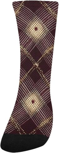 جوارب للتنزه سيرًا على الأقدام مطبوعة باللون العنابي - جوارب شتوية حرارية سميكة دافئة للأطفال الصغار للأولاد والبنات للمدرسة، والارتداء اليومي والأنشطة الخارجية in Kuwait