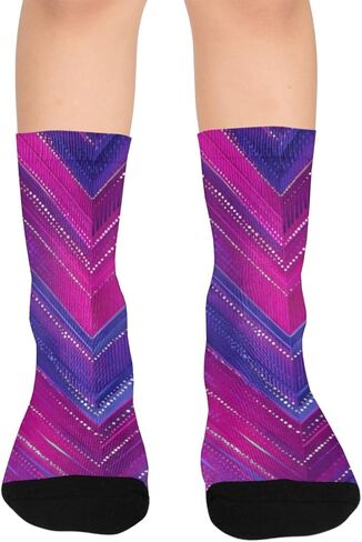 جوارب المشي لمسافات طويلة باللون الأرجواني بطبعة منقوشة كهربائية - جوارب شتوية حرارية سميكة دافئة للأولاد والبنات للمدرسة، والارتداء اليومي والأنشطة الخارجية in Kuwait