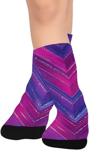 جوارب المشي لمسافات طويلة باللون الأرجواني بطبعة منقوشة كهربائية - جوارب شتوية حرارية سميكة دافئة للأولاد والبنات للمدرسة، والارتداء اليومي والأنشطة الخارجية in Kuwait