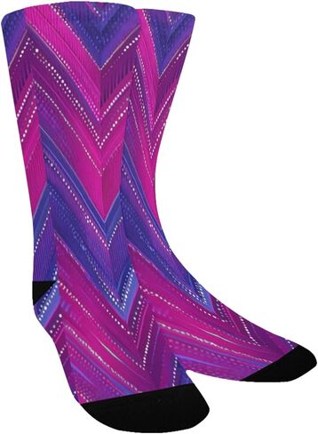 جوارب المشي لمسافات طويلة باللون الأرجواني بطبعة منقوشة كهربائية - جوارب شتوية حرارية سميكة دافئة للأولاد والبنات للمدرسة، والارتداء اليومي والأنشطة الخارجية in Kuwait