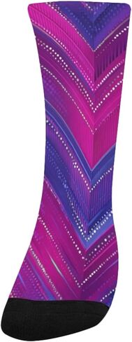 جوارب المشي لمسافات طويلة باللون الأرجواني بطبعة منقوشة كهربائية - جوارب شتوية حرارية سميكة دافئة للأولاد والبنات للمدرسة، والارتداء اليومي والأنشطة الخارجية in Kuwait