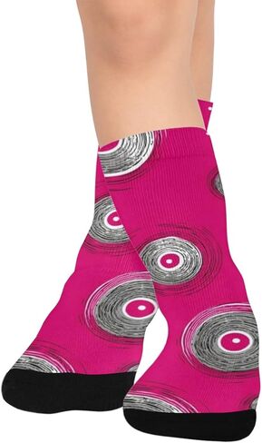 جوارب وردية اللون للمشي لمسافات طويلة بطباعة دوائر أرجوانية - جوارب شتوية حرارية سميكة دافئة للأولاد والبنات للمدرسة، والارتداء اليومي والأنشطة الخارجية in Kuwait