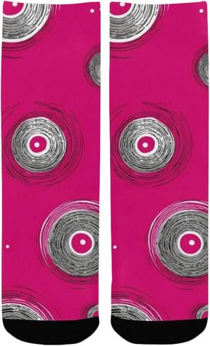 جوارب وردية اللون للمشي لمسافات طويلة بطباعة دوائر أرجوانية - جوارب شتوية حرارية سميكة دافئة للأولاد والبنات للمدرسة، والارتداء اليومي والأنشطة الخارجية in Kuwait