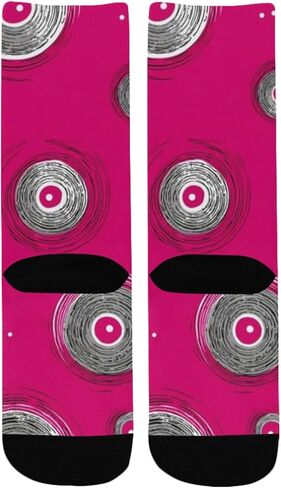 جوارب وردية اللون للمشي لمسافات طويلة بطباعة دوائر أرجوانية - جوارب شتوية حرارية سميكة دافئة للأولاد والبنات للمدرسة، والارتداء اليومي والأنشطة الخارجية in Kuwait