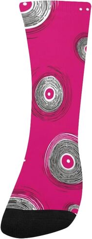 جوارب وردية اللون للمشي لمسافات طويلة بطباعة دوائر أرجوانية - جوارب شتوية حرارية سميكة دافئة للأولاد والبنات للمدرسة، والارتداء اليومي والأنشطة الخارجية in Kuwait