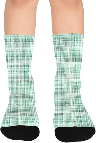 جوارب Fresh Check Vibe Green للمشي لمسافات طويلة - جوارب شتوية سميكة دافئة للأولاد والبنات الصغار للمدرسة، والارتداء اليومي والأنشطة الخارجية in Kuwait