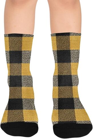 جوارب Harvest Check باللون الأصفر للمشي لمسافات طويلة - جوارب شتوية حرارية سميكة دافئة للأولاد والبنات الصغار للمدرسة، والارتداء اليومي والأنشطة الخارجية in Kuwait