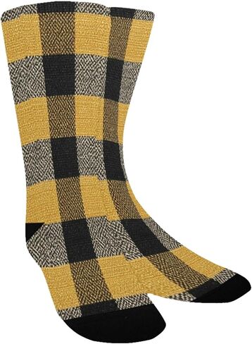 جوارب Harvest Check باللون الأصفر للمشي لمسافات طويلة - جوارب شتوية حرارية سميكة دافئة للأولاد والبنات الصغار للمدرسة، والارتداء اليومي والأنشطة الخارجية in Kuwait