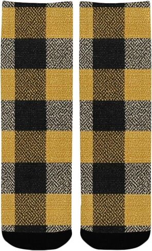 جوارب Harvest Check باللون الأصفر للمشي لمسافات طويلة - جوارب شتوية حرارية سميكة دافئة للأولاد والبنات الصغار للمدرسة، والارتداء اليومي والأنشطة الخارجية in Kuwait