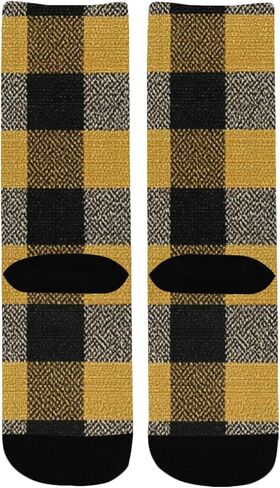 جوارب Harvest Check باللون الأصفر للمشي لمسافات طويلة - جوارب شتوية حرارية سميكة دافئة للأولاد والبنات الصغار للمدرسة، والارتداء اليومي والأنشطة الخارجية in Kuwait