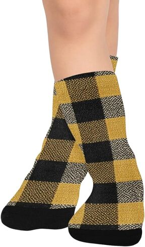 جوارب Harvest Check باللون الأصفر للمشي لمسافات طويلة - جوارب شتوية حرارية سميكة دافئة للأولاد والبنات الصغار للمدرسة، والارتداء اليومي والأنشطة الخارجية in Kuwait