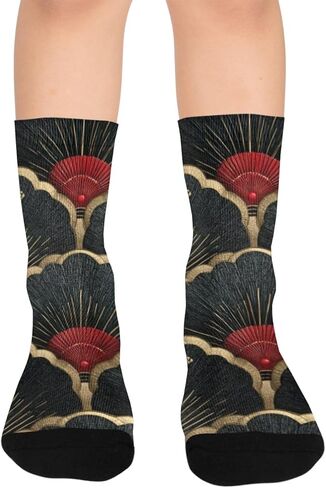 جوارب أنيقة للمشي لمسافات طويلة بلون داكن من Fan Art - جوارب شتوية حرارية سميكة دافئة للأطفال الصغار للأولاد والبنات للمدرسة، والارتداء اليومي والأنشطة الخارجية in Kuwait