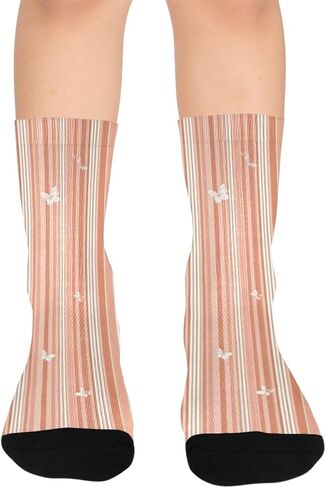 جوارب باللون الوردي للمشي لمسافات طويلة مخططة باللون الوردي - جوارب شتوية حرارية سميكة دافئة للأولاد والبنات للمدرسة، والارتداء اليومي والأنشطة الخارجية in Kuwait