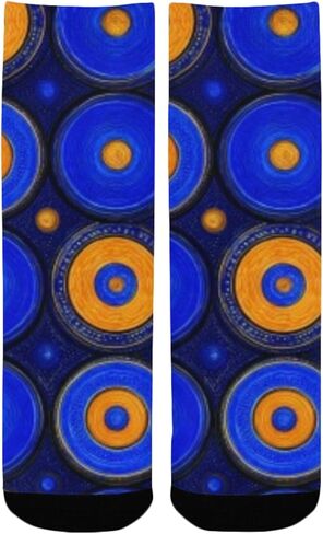 جوارب المشي لمسافات طويلة بطبعة دوائر كونية زرقاء - جوارب شتوية حرارية سميكة دافئة للأولاد والبنات للمدرسة، والارتداء اليومي والأنشطة الخارجية in Kuwait