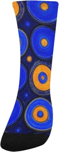 جوارب المشي لمسافات طويلة بطبعة دوائر كونية زرقاء - جوارب شتوية حرارية سميكة دافئة للأولاد والبنات للمدرسة، والارتداء اليومي والأنشطة الخارجية in Kuwait