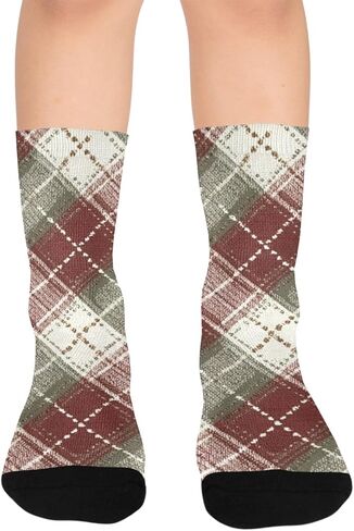 جوارب خريف منقوشة باللون الأحمر للمشي لمسافات طويلة - جوارب شتوية حرارية سميكة دافئة للأولاد والبنات للمدرسة، والارتداء اليومي والأنشطة الخارجية in Kuwait