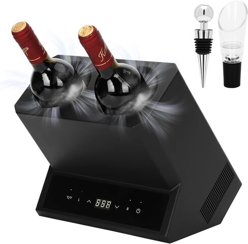 Electric Wine Chiller Double Bottle - Premium 24H Iceless Portable Cooler,Wine Chiller for 750ml Wine/Champagne,Multi-Scene Vino Accessory for Kitchen/Bar/RV - Perfect Gift for Wine Lovers in Kuwait