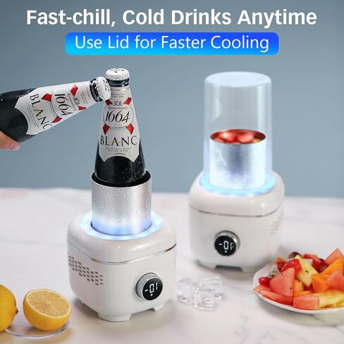 Cooling Cup with Mood Light,Electric Beverage Cooler with Aluminum Mug,2 in 1 Cup Cooler Warmer for Desktop for 30.2℉-158℉,Portable Quick Drink Chiller for Cola Beer Coffee Juice in Kuwait