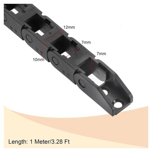 Non-Opening Drag Chain Bridge Type R18 R25 R28 7x7 8x8 6x10 10x10 7x15 10x15mm L1m Cable Carrier with Ends for Printer(R25 7x7mm) in Saudi Arabia