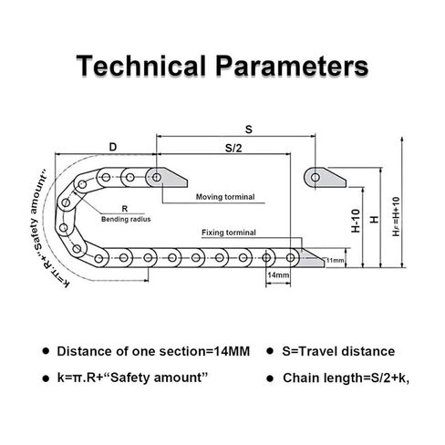 7X7mm Plastic Cable Chain 1 Meter Black Drag Chain Wire Chain Mill Machine in Kuwait
