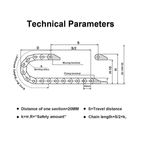 1 متر كابل نايلون أسود سلسلة 10 مللي متر × 15 مللي متر (الداخلية H x الداخلية W) نهاية موصلات سحب سلسلة كابل الناقل المعدات الإلكترونية in Kuwait