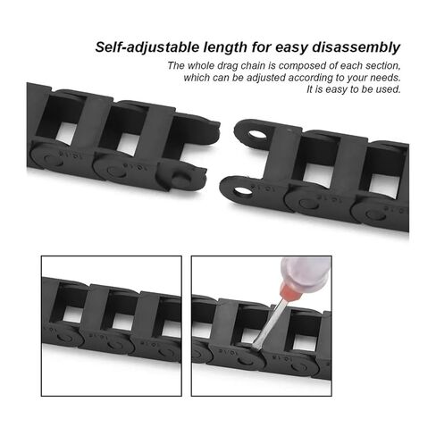 1 متر كابل نايلون أسود سلسلة 10 مللي متر × 15 مللي متر (الداخلية H x الداخلية W) نهاية موصلات سحب سلسلة كابل الناقل المعدات الإلكترونية in Kuwait