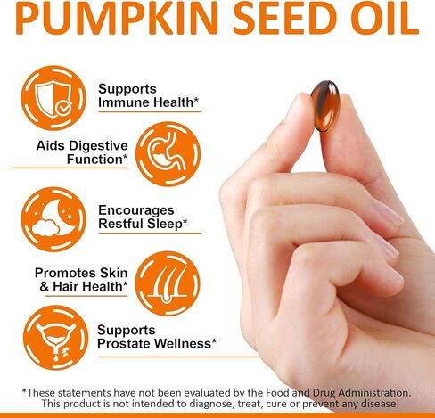 Pumpkin Seed Oil with Saw Palmetto, 2 in 1 Pumpkin Seed Oil Capsules for Hair Growth, 1000mg per Serving, 300 Softgels,– Cold Pressed, Prostate, Urinary & Bladder Health, Pure & Natural in Kuwait