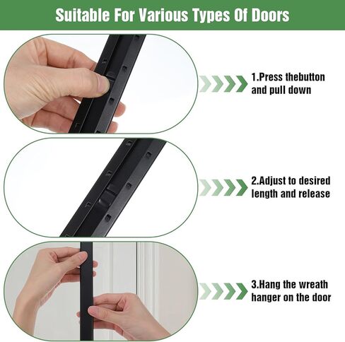 4 عبوات من خطافات المنشفة والمعاطف فوق الباب منظم للحمام، شماعة خطاف باب قابلة للتعديل من 15 إلى 25 بوصة، شماعة إكليل أمامية شديدة التحمل بدون خطافات حفر للاستخدامات المتعددة، مناسبة لغرف المراحيض in Kuwait