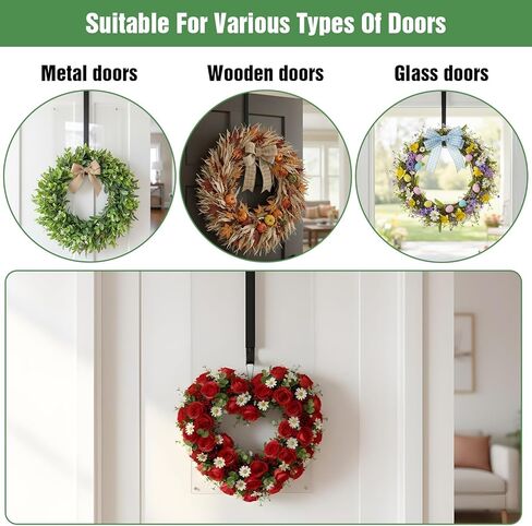 4 عبوات من خطافات المنشفة والمعاطف فوق الباب منظم للحمام، شماعة خطاف باب قابلة للتعديل من 15 إلى 25 بوصة، شماعة إكليل أمامية شديدة التحمل بدون خطافات حفر للاستخدامات المتعددة، مناسبة لغرف المراحيض in Kuwait