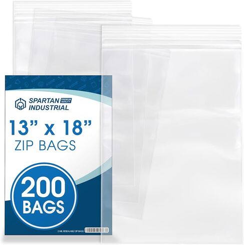 Spartan Industrial - 13" X 15" (200 Count) 2 Gallon Clear Reclosable Zip Plastic Poly Bags with Resealable Lock Seal Zipper - 2 Mil in Saudi Arabia
