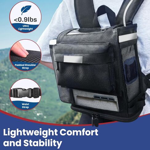 Ultralight 360 Ventilated Backpack with Tailored Collapsible Carrying Cart, 2025 Upgraded Backpack for Portable Oxygen Concentrators, Only Compatible with Inogen One G5, Rove 6 and OxyGo Next in Saudi Arabia