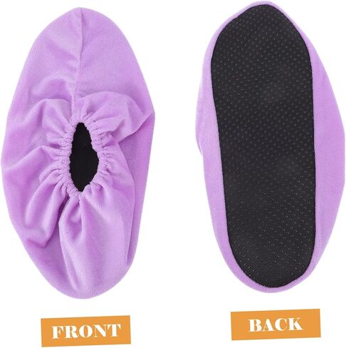 UPKOCH 2pairs Bowling Shoe Covers Elastic Band Slip Fuzzy Protectors for Indoor Use Adult Silver Grey Grape Purple and Washable Bowling Supplies in Saudi Arabia