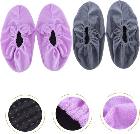UPKOCH 2pairs Bowling Shoe Covers Elastic Band Slip Fuzzy Protectors for Indoor Use Adult Silver Grey Grape Purple and Washable Bowling Supplies in Saudi Arabia